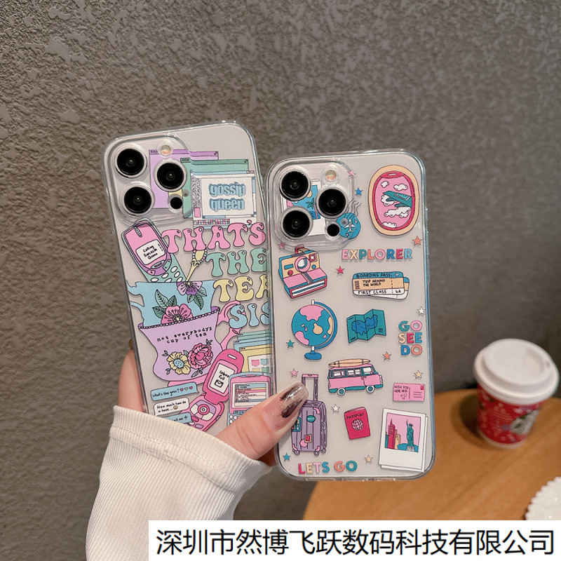 Suitable for Apple Iphone17Pro Mobile Phone Case Ins90 Post-Travel Retro Label Samsung S25 Protective Cover