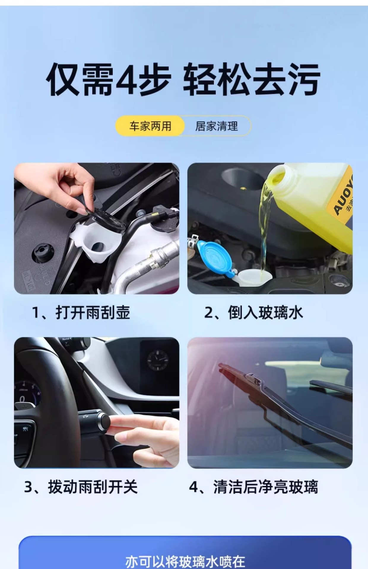 Oil Film Removal Glass Water Wiper Water for Automobiles to Remove Oil Film Winter Antifreeze Type Universal Icebreaker for All Seasons