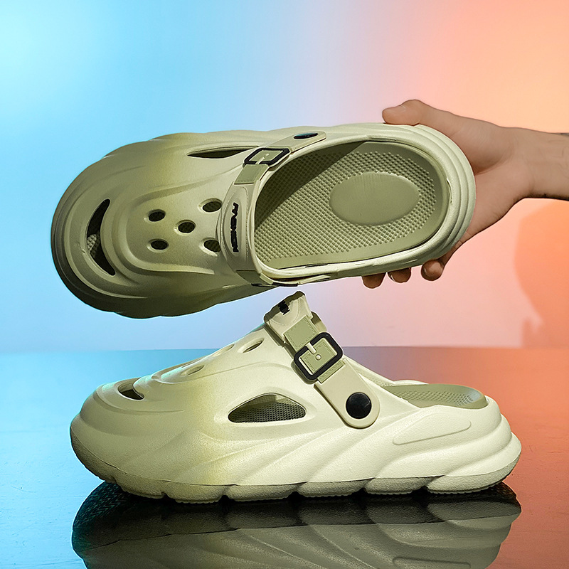 Nuevo estilo de los hombres, ligero, cómodo, tendencia, moda, ocio diario, punta redonda, color a juego, transpirable, zapatos con agujeros para hombres Baotou