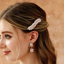 韩国盘发复古弹簧夹丸子头顶夹发饰品半扎后脑勺发卡水钻锆石发夹