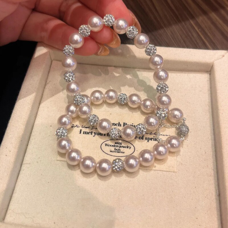 French Manta Rose Diamond Pearl Beaded Bracelet Light Luxury High-End Bracelet Fashionable Versatile Simple Hand Jewelry for Women