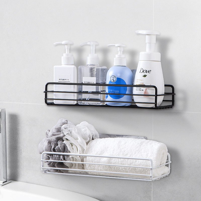 Punch-free rectangular iron storage kitchen strong seamless paste bathroom bathroom storage rack wholesale