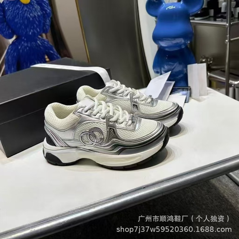 高版银角大王运动鞋真皮厚底老爹鞋网面百搭系带透气休闲运动鞋女|undefined