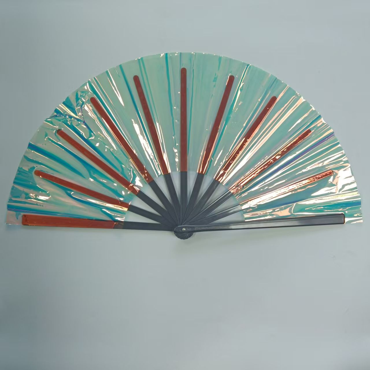 Nuevo abanico láser de PVC de venta caliente transfronterizo abanico de Tai Chi abanico de Kung Fu plegable holográfico concierto abanico colorido