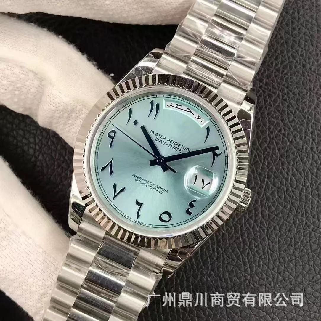 Doble cabeza Aliexpress semana doble calendario diario de escala romana relojes de azúcar negro relojes mecánicos para hombres