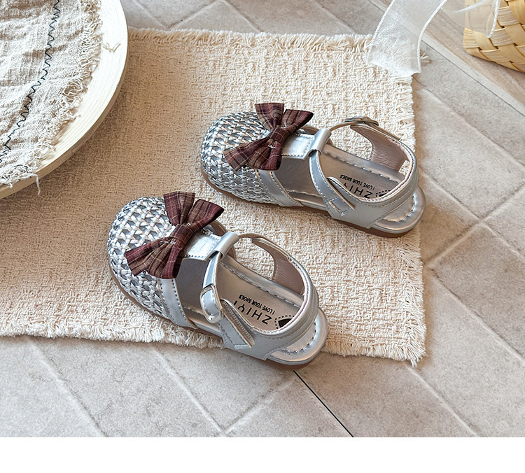 Korean Style Bow Tie Baby Sandals Closed Toe Soft Soled Toddler_voghion.com