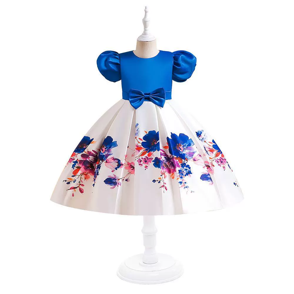 Детское платье 2023 новые внешнеторговые принты кованая ткань для девочек модель одежды подиум маленький хозяин платье платье принцессы