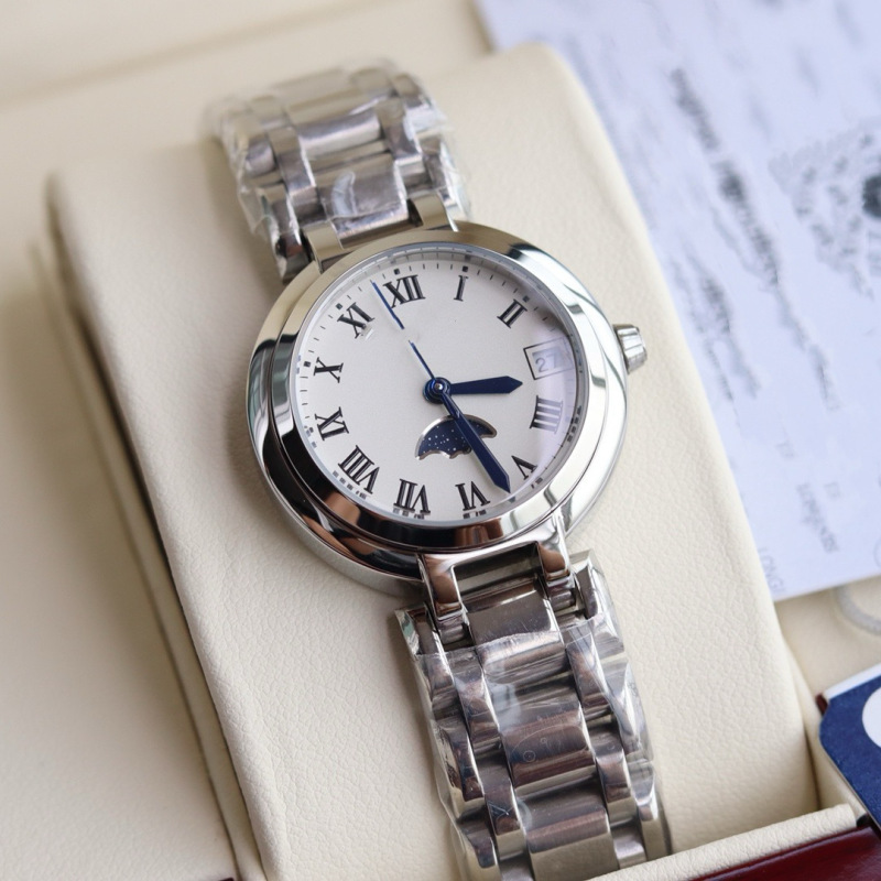 Langjia Women's Moon Phase Watch with Diamonds, High-End Classic Master Watch, Men's Luya Jialan Couple's Watch