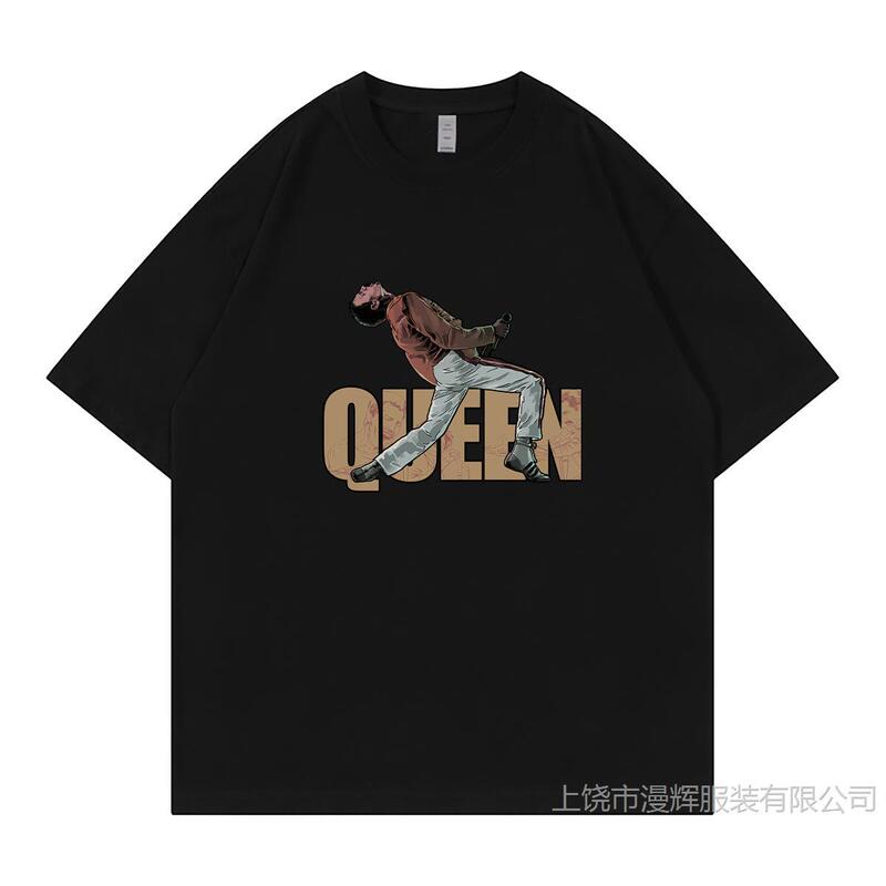 Queen American Casual Figure David Bowie Shoulder Loose Crewneck Rock Short Sleeve T-Shirt Queen American Casual Figure David Bowie Shoulder Loose Crewneck Rock Short Sleeve T-Shirt