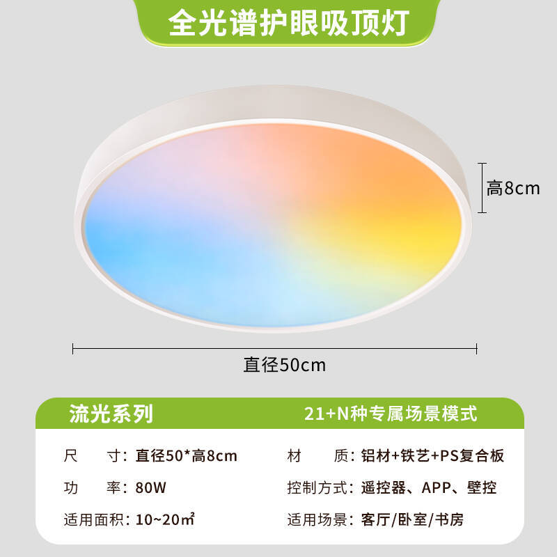 2025 nuevo espectro completo de color pálido multicolor LED cielo sala de estar lámpara de techo dormitorio cielo claro lámpara de luz Zhongshan