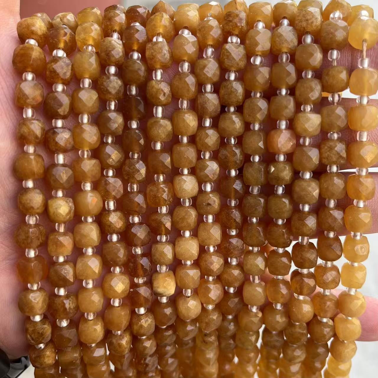 Beads Jewelry Making Type A String Diameter 8mm Natural Stone Geometric Square Faceted Jewelry Accessories Beads