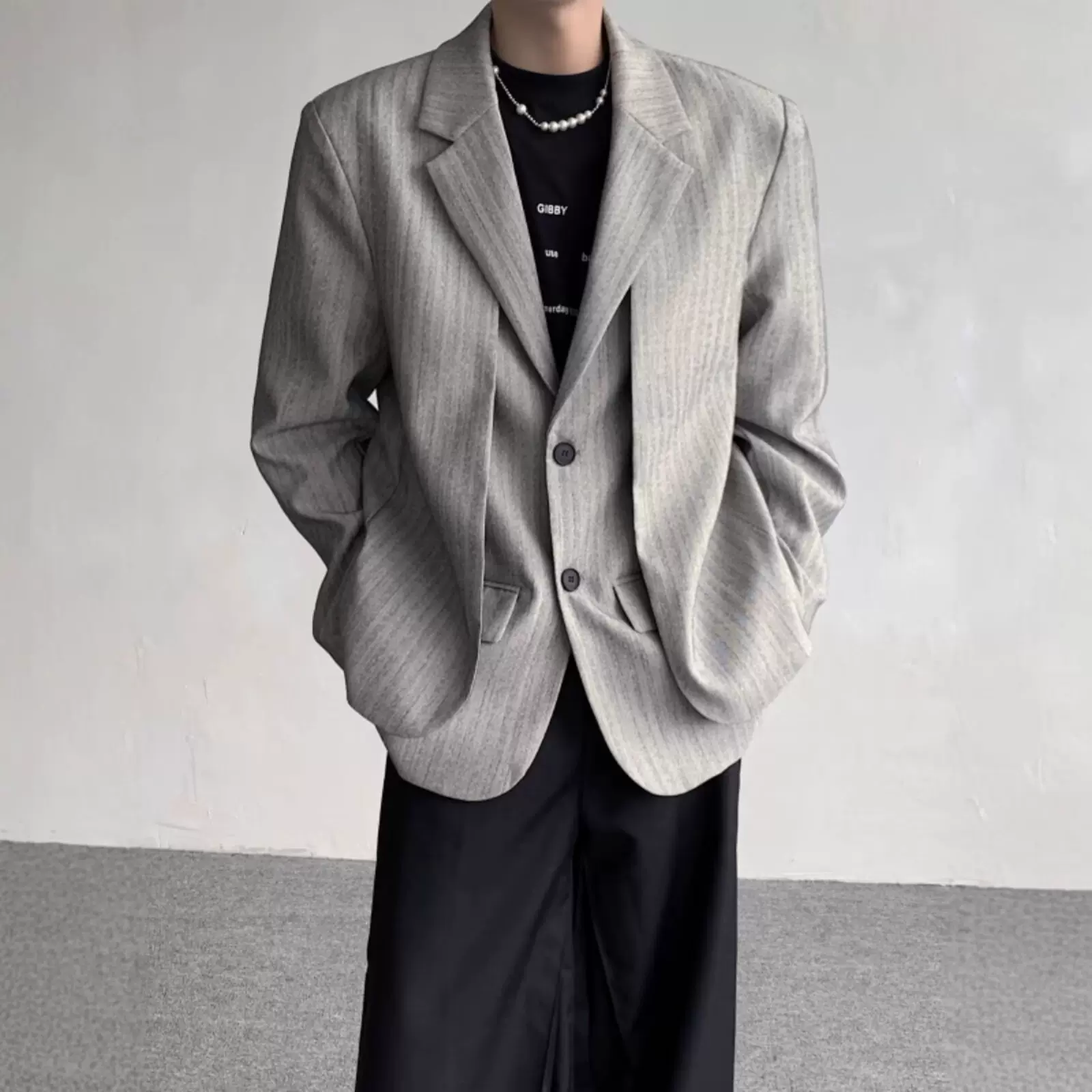 假两件西服外套男款秋冬季高级感痞帅老钱风西装垫肩成熟稳重男装