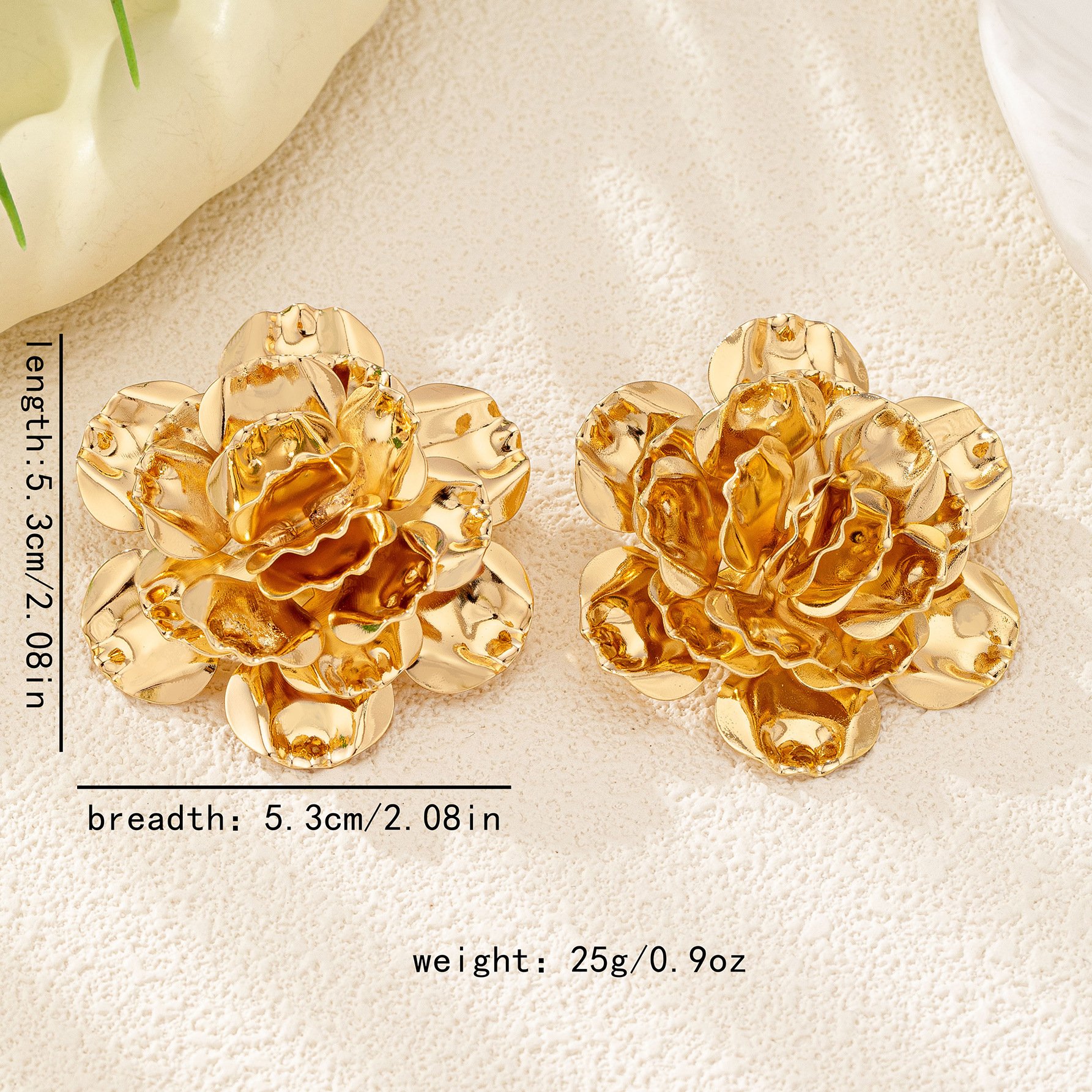 Ear Studs Classification 1 Pair Classic Style Flower Plating Alloy Ear Studs