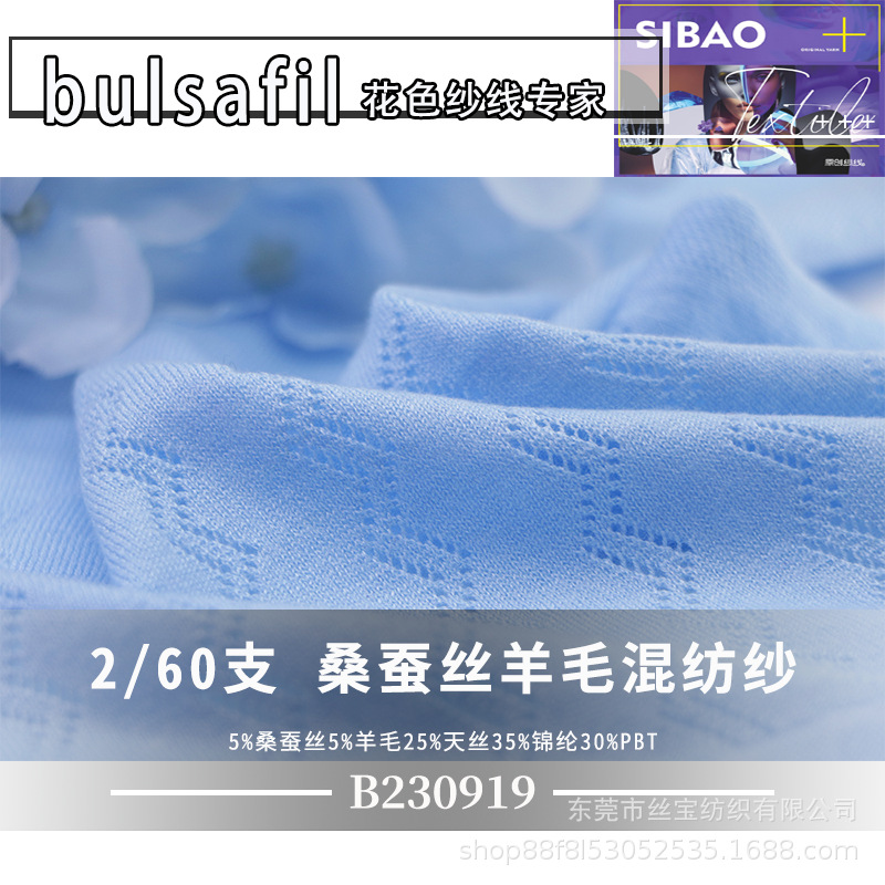 【B230919】天丝蚕丝系列——2/60支桑蚕丝羊毛混纺纱天丝锦纶PBT