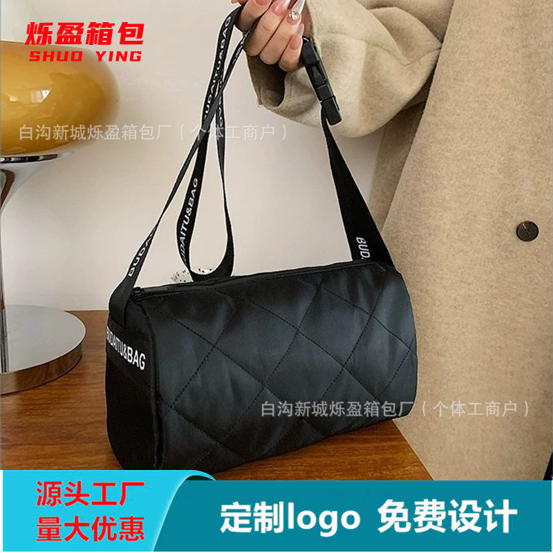 潮流逛街百搭手提包包女简约字母菱格单肩包大容量外出宽带斜挎包