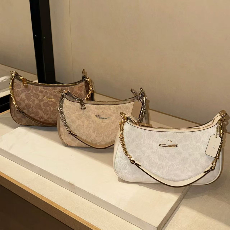 C Chi New Women's Bag Teri25 Underarm Bag Classic Old Flower Fashion Shoulder Crossbody Portable Mahjong Bag Crescent Bag