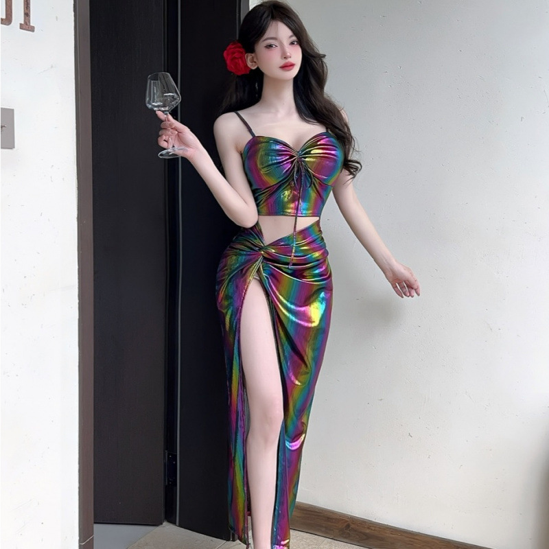 New 9305 Sexy Holiday Long Dress Sexy Suspender Dress Women's Chic Long Elegant Slit Hip Skirt New 9305 Sexy Holiday Long Dress Sexy Suspender Dress Women's Chic Long Elegant Slit Hip Skirt