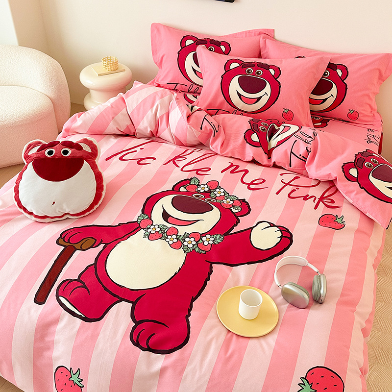 Todo el algodón grueso molienda Mickey otoño invierno impresión de cuatro piezas de dibujos animados para niños sábanas de algodón cubierta de tres piezas