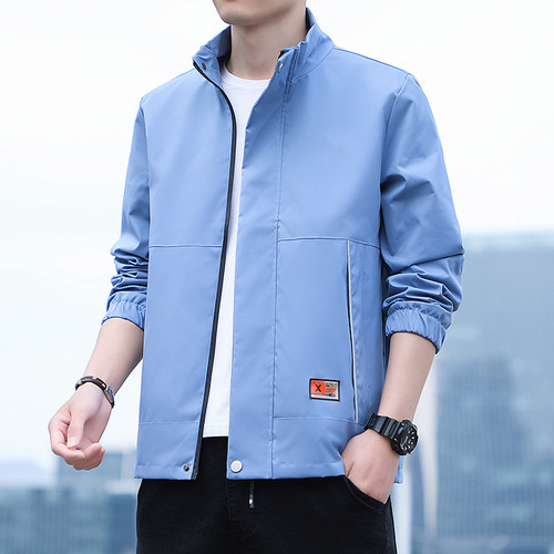 Casual Jacket for Men Spring and Autumn Season Collar Fashion Korean Style Slim Fit Outerwear Solid Color Versatile Top Men's Fashion Trend