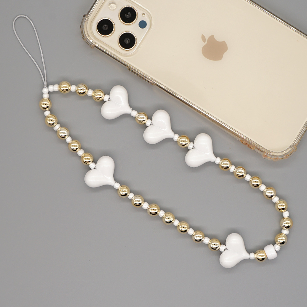 Fashion Black Gallstone Gold-plated Beads Mobile Phone Chain Simple Mobile Phone Rope display picture 5