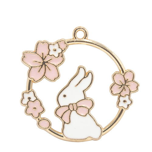 Xipeng diy cartoon pink garland cat and rabbit alloy keychain jewelry accessories pendant pendant