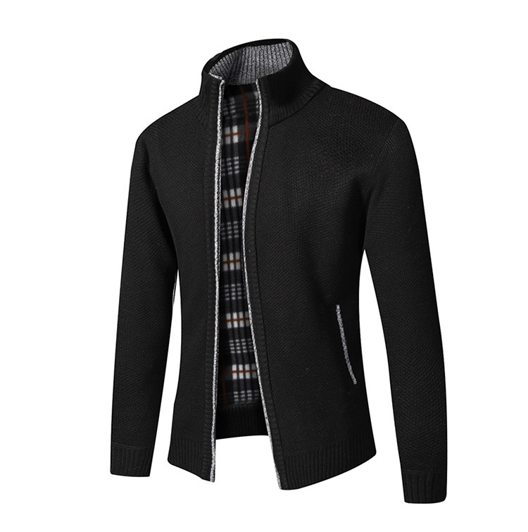 Herren Strickjacke Für Herbst Winter Gefüttert Mit Stehkragen_voghion.com