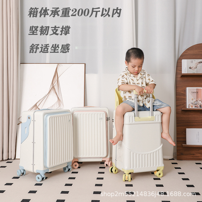 Luggage Front Opening 2025 New Model 20inch Small Trolley Case That Can Sit with Baby Artifact for Mother 22inch Suitcase