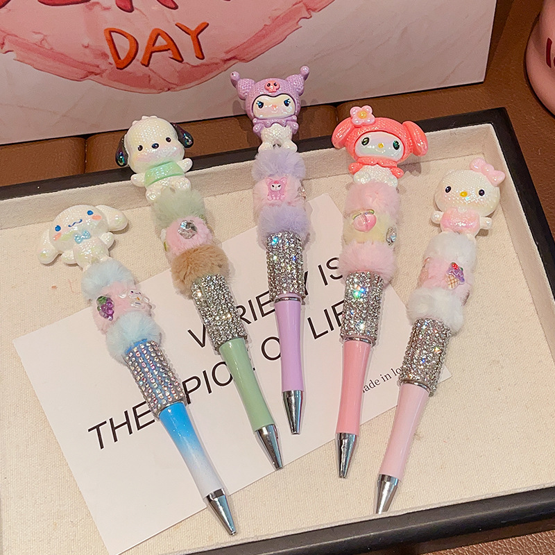 Diamante de peluche para niños bolígrafo neutro flash bolígrafo giratorio bolígrafo de taza encantador princesa bolígrafo de dibujos animados mujer