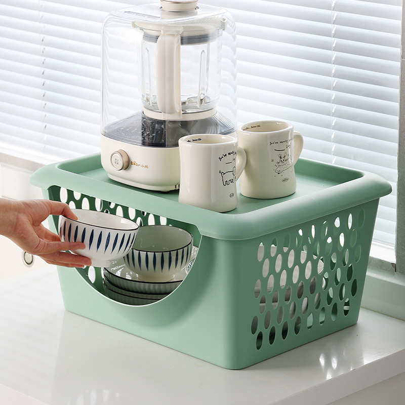 Kitchen storage basket with hollow large multi-layer shelf plastic fruit and vegetable basket stackable home storage essential