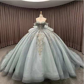 新款婚纱礼服女一字肩轻奢小众大蝴蝶结出门纱写真拍照礼服拖尾款