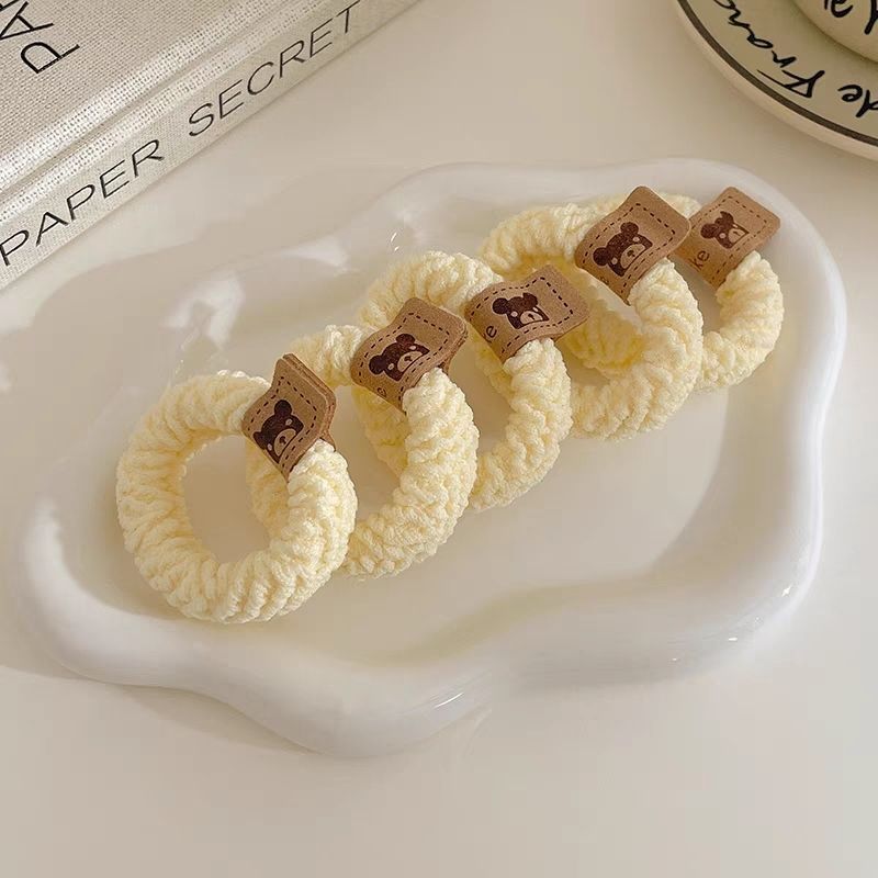 Elegante y lindo oso grueso cabeza cuerda de correa elástica alta mujer cabello nuevo cabello de galletas de cola de caballo alta cuerda de cabello