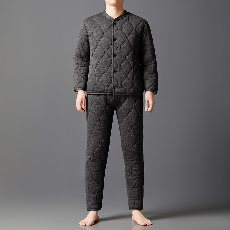 中老年人男士驼绒棉袄爷爷外穿冬季加厚棉服爸爸加绒保暖棉衣套装