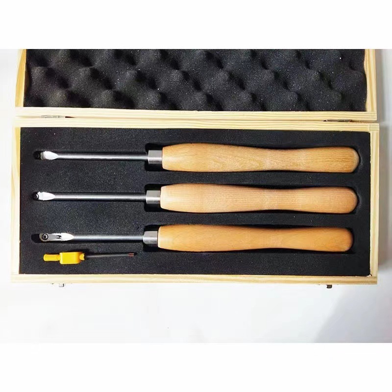 3PC 중형 너도밤 나무 손잡이 둥근 막대 폐기 터닝 도구 나무 상자