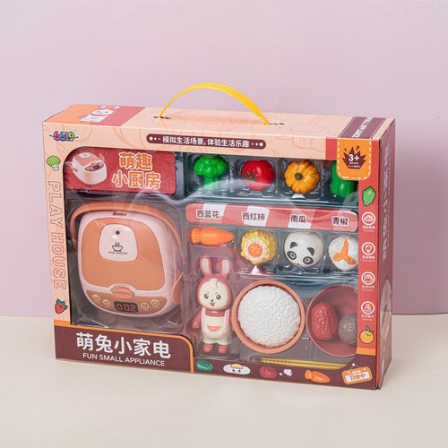 Children's Playhouse Cartoon Storage Refrigerator Toy Burgers French Fries Corn Sweet Snacks Parent-Child Interactive Set