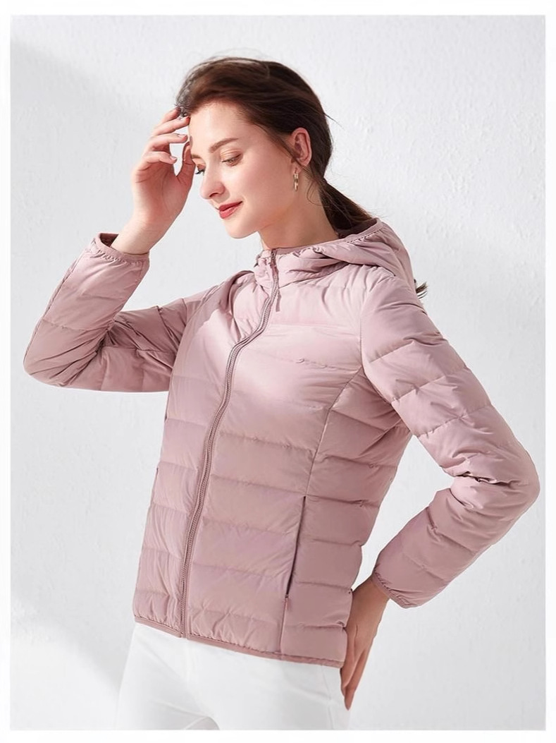 Otoño y invierno nuevo tipo de chaqueta delgada sin costuras, mujer ligera y corta coreana de cuello ligero, chaqueta deportiva al aire libre de tamaño grande
