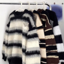 韩版圆领毛衣女2024秋冬季新款女士宽松慵懒风加厚针织衫直播批发