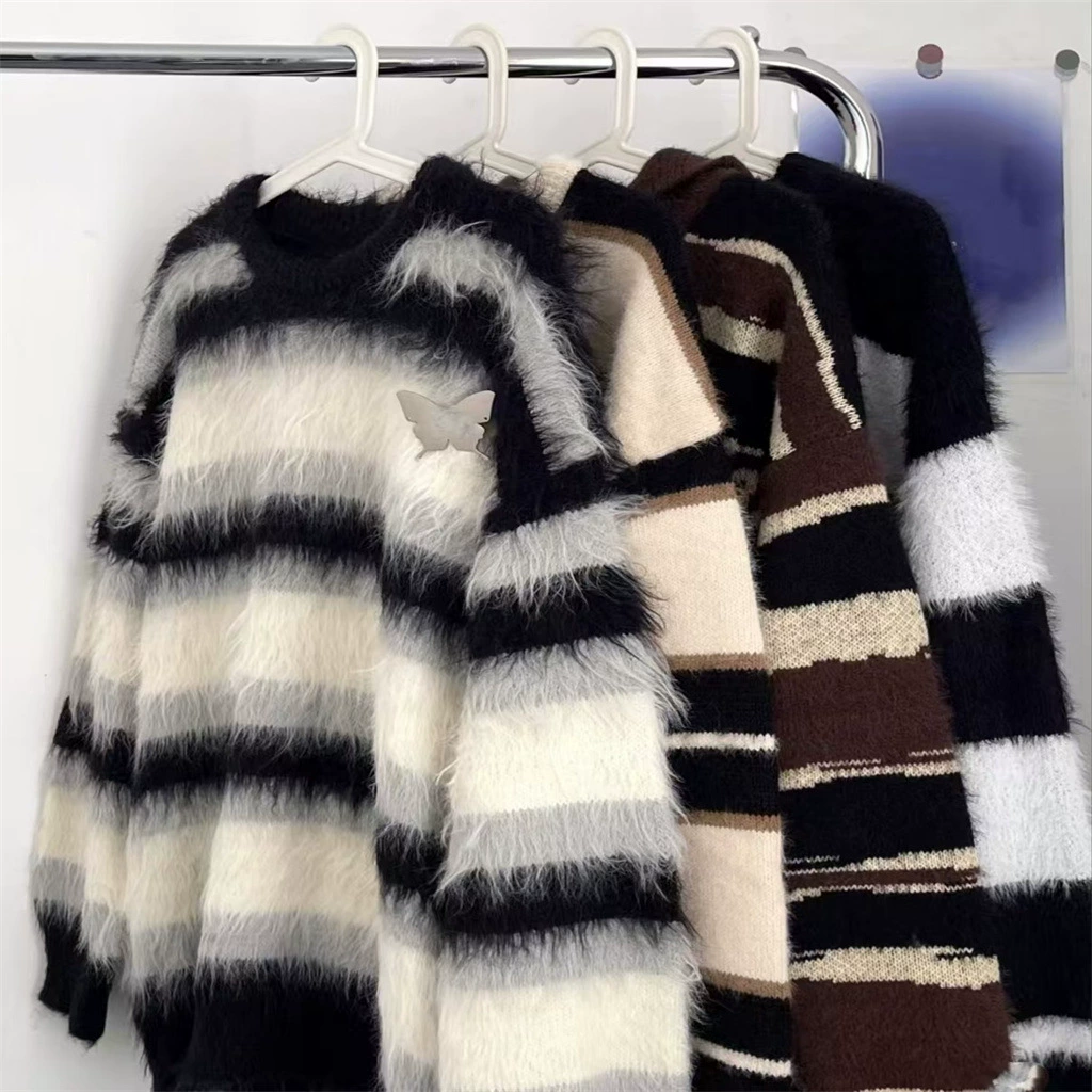 Женский трикотаж с круглым вырезом в корейском стиле, осень и зима 2024, новый стиль, женский свободный утолщенный трикотаж в ленивом стиле, прямая трансляция, оптовая продажа