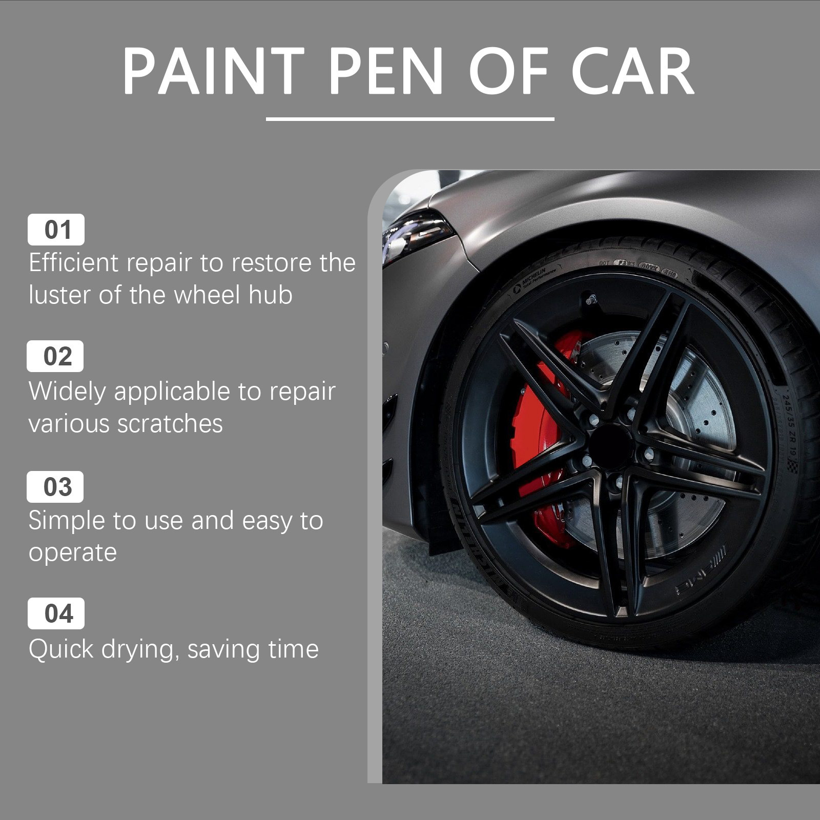 Cross-Border Homonth Black Car Wheel Scratch Repair Pen Paint Scratch Removal and Repair Touch-Up Pen