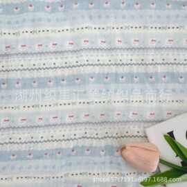 纯棉双层皱布纱布 日韩ins卡通印花布料毯子宝宝童服居家睡衣面料