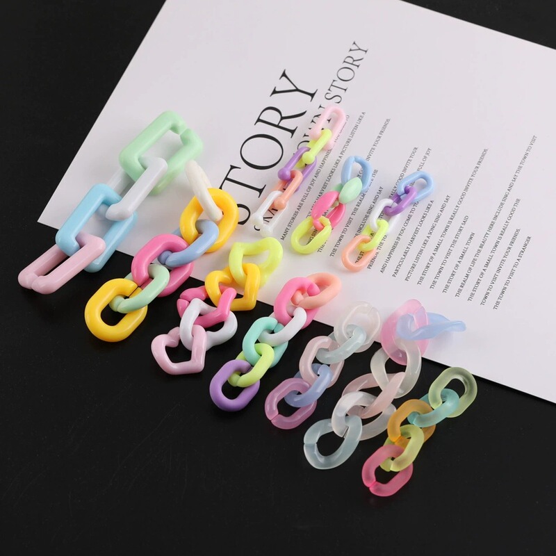 Plastic Chain Buckle Detachable Acrylic Keychain DIY Mobile Phone Bag Chain Jewelry Accessories Geometric