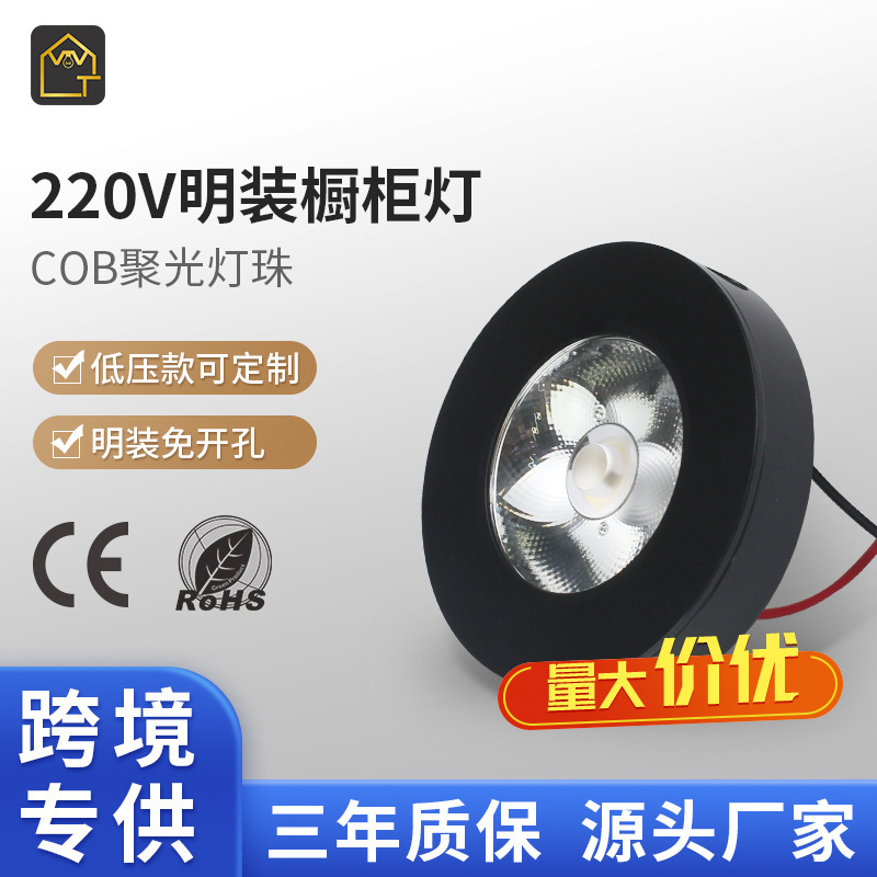 Cob Light Source No-Drill 220V Surface-Mounted Wardrobe Light Wine Cabinet Display Cabinet Cabinet Light 12V Jewelry Spotlight Small Spotlight