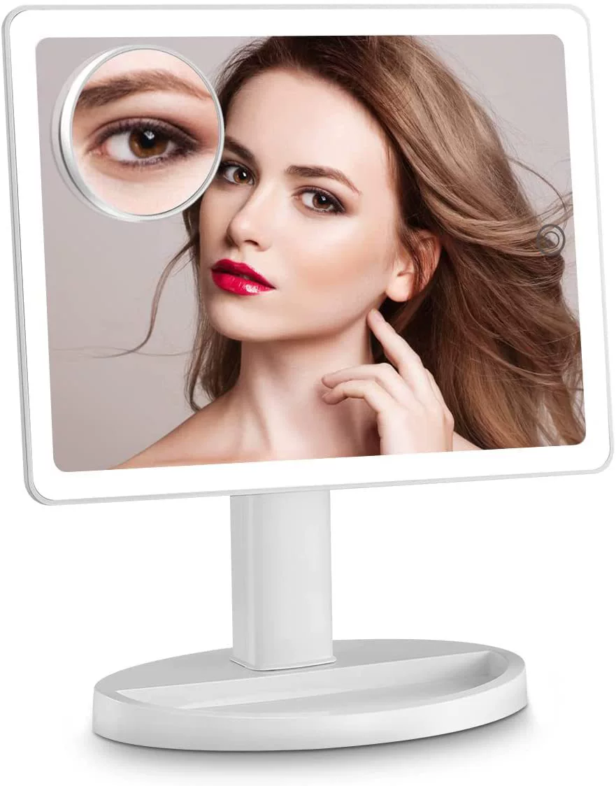 LED makeup mirror portable princess mirror makeup mirror with light touch screen LED light square dressing mirror student mirror