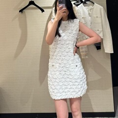 小香风连衣裙女2025年新款独特镂空针织无袖背心裙高级感名媛裙子