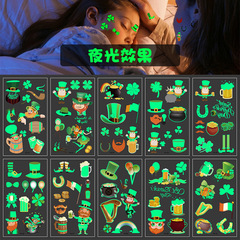 St. Patrick's Eve Glow-in-the-Dark Temporary Tattoo Party Bar Cartoon Dance Party Atmosphere Light-Up Temporary Tattoos