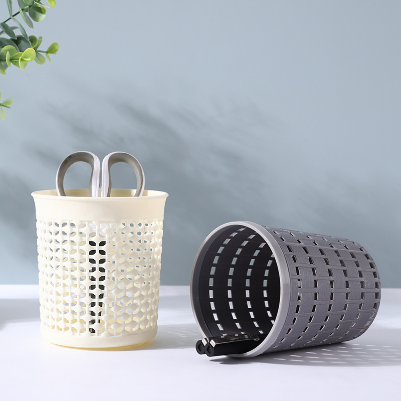 Creativo cuadrado hueco titular de la pluma multifuncional almacenamiento pequeño bote de basura escritorio de oficina caja de almacenamiento de papelería