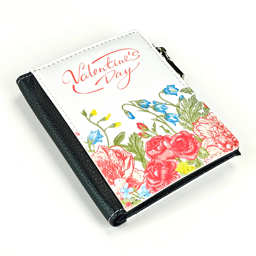 Nuevo producto sublimación cuero cremallera impresión de doble cara monedero tarjeta bolsa de almacenamiento en efectivo