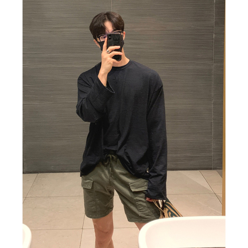 Outdoor Sports T-Shirt Men's Pure Cotton Loose Sun Protection Long-Sleeved Small Neckline Inner Layering Bottoming Shirt Pure Cotton Top Outdoor Sports T-Shirt Men's Pure Cotton Loose Sun Protection Long-Sleeved Small Neckline Inner Layering Bottoming Shirt Pure Cotton Top