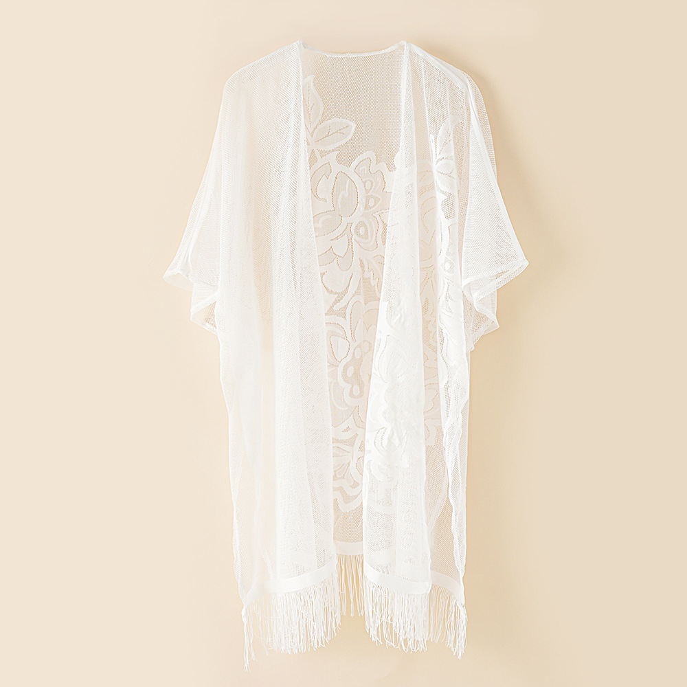 Europa y América de la playa de las mujeres de protección solar desgaste exterior largo soluble en agua camisa de encaje cardigan ropa de protección solar bikini blusa image 6