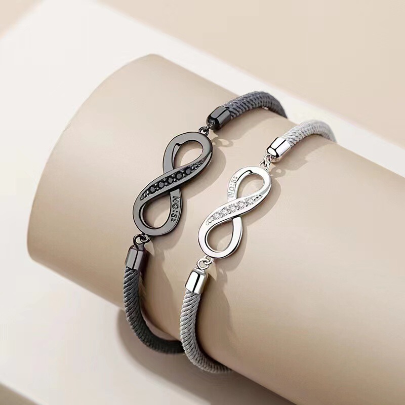 New black Mobius ring couple double ring bracelet a pair of men and women woven bracelet lover gift can be sent on behalf