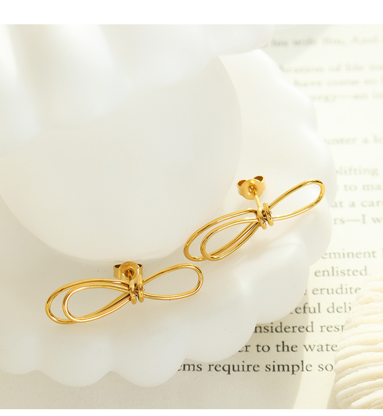 Fashion Bow Knot Titanium Steel Earrings Plating Stainless Steel Earrings display picture 4